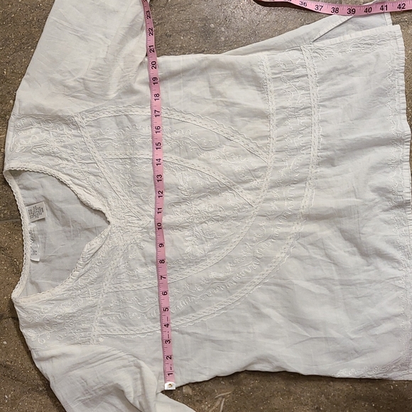 Papillon vintage white cotton boho top, M - Picture 2 of 9